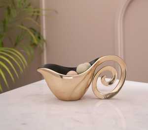 Bol de service de luxe, chaque détail est soigné, moderne, fait main, en métal, écologique, durable, finition polie, poignée en spirale, pour la table, idéal pour offrir - Product Image 5