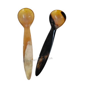 Cuillère à caviar en corne de buffle faite à la main luxueuse et cuillère à dessert en corne de vache pour dîner et petit déjeuner au prix le plus bas - Product Image 2