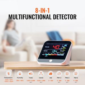 Monitor Professionale Mini per la Qualità dell'Aria 8 in 1: Contatore di Particelle per PM2.5, PM10, PM1.0, Formaldeide, Temperatura, Umidità, TVOC e AQI - Product Image 2