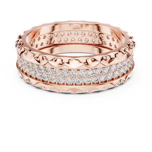 Anillo de Eternidad de Diamantes de Corte Redondo de Lujo, Oro Rosa de 18K, Textura Martillada, Engaste Pavé, Anillo de Boda para Mujer - Product Image 4