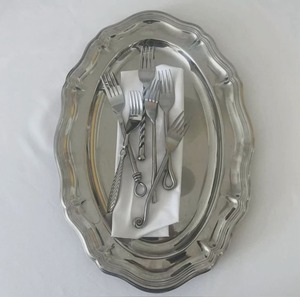 Antique <b>Silver</b> Plated Food Serving Tray Ornate Floral Engraved Decorative Table Tray Luxury <b>Ornamental</b> Metal Serving Tray <b>Silver</b> - Product Image 1