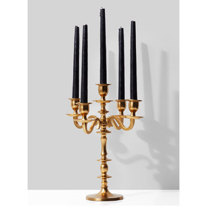 Matte Gold 5 Arm Brass <b>Candelabra</b> Vintage Metal Candle Holder For Elegant Wedding Centerpieces & Luxury Home Table Decoration - Product Image 3