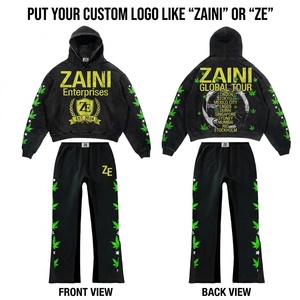 ชุดวอร์ม ZAINI รุ่นพรีเมียม ผ้าฝ้ายฟลีซ 350gsm ระบายอากาศได้ดี เหมาะสำหรับฤดูหนาว สไตล์สตรีทแวร์ สีขาวดำล้วน แขนเสื้อแบบแร็กแลน  รับสกรีนโลโก้ - Product Image 1