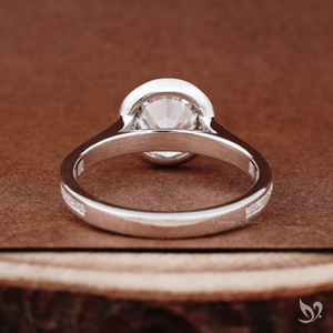 Bold 2.00ct round cut lab grown diamond engagement <b>ring</b> IGI certified <b>statement</b> bezel set diamond band <b>ring</b> in white gold - Product Image 2