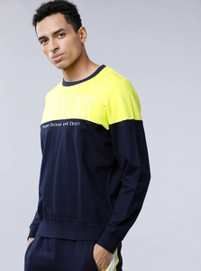Sudadera de Cuello Redondo para Hombre, Diseño con Bloques de Color, Corte Regular, Informal, Tejida, 100% Algodón, para Otoño - Product Image 2