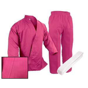 Uniforme de karaté bleu 100% coton pour adulte unisexe, vêtement d'arts martiaux durable, coupe ample, taille élastique, 140g, ceinture blanche, logo au dos et au cou - Product Image 4