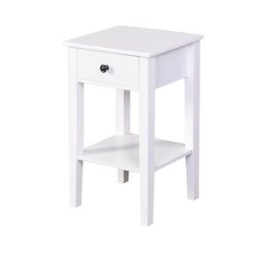 White Bathroom Floor Standing Storage Table with Drawer for Nightstands - Product Image 2