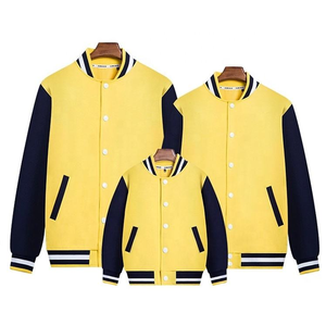 Veste universitaire en toile rouge, ensemble assorti pour la famille, unisexe, décontractée, en coton et polyester, couleur unie, fermeture éclair, vêtement d'hiver, col montant - Product Image 2