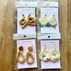 Vietnam Bamboo <b>Earrings</b> Handmade Natural Eco Friendly Rattan Lightweight Boho Fashion Accessories TUYET DUNG Wedding - Product Image 1