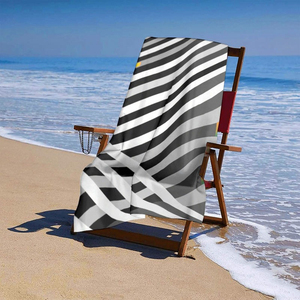 Serviette de plage extra large de qualité supérieure, séchage rapide, à rayures imprimées, personnalisable, vente en gros, pour adultes - Product Image 6