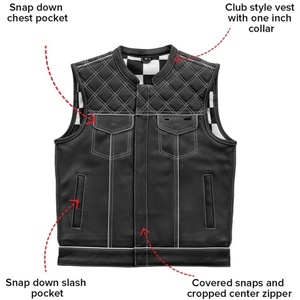 Chaleco de Motocicleta sin Mangas de Cuero Negro Genuino para Hombre, Chaleco de Motociclista Acolchado de Lujo, Ropa de Motociclismo para Club, Estilo para Todas las Estaciones - Product Image 4