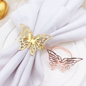 Anillo decorativo para servilletas de acero inoxidable con diseño de MARIPOSA para bodas, anillo para servilletas de mesa para restaurantes de alta gama - Product Image 2
