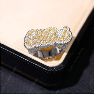 Hip Hop Rapper Letter Custom <b>Ring</b> Iced Out VVS Moissanite Diamond 925 Sterling Silver Personalized Initial Mens <b>Name</b> <b>Ring</b> Vendor - Product Image 1
