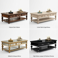 Table basse en bois massif de style néoclassique, qualité hôtelière, plateau en marbre sur mesure, mobilier de salon FF&E sur mesure, certifié d'ingénierie