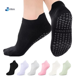 Custom Logo Triple <b>Grip</b> No Show <b>Socks</b> Anti Slip Pilates Yoga <b>Socks</b> With Silicone Heel Tab Daily casual wear Wholesale Studio - Product Image 2