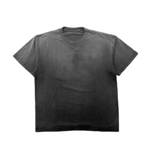 เสื้อยืดคอตตอนคุณภาพสูง 240 GSM ล้างสีแบบแอซิดวอช แต่งแถบลายตารางสีเขียว พร้อมโลโก้พิมพ์ลายซีดจาง 100% ผ้าฝ้าย ทรงหลวมสำหรับผู้ชาย - Product Image 6