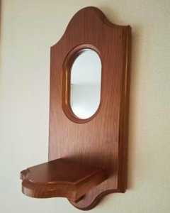 <b>Vintage</b> Wooden Wall Mirror with Shelf - Product Image 1