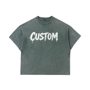 Custom Slim Fit Short Sleeve Acid Wash <b>Animal</b> Print Eco-Friendly 180g Cotton Formal <b>Men's</b> T-Shirt Vintage Distressed Drip Drop - Product Image 1