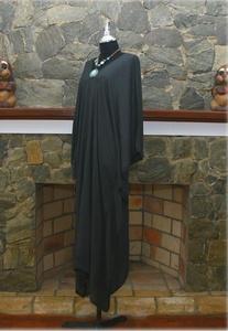 <b>Plus</b> <b>Size</b> Hand Dyed Rayon Kaftan Dress Solid Dark Gray Relaxed Fit Lounge Gown - Product Image 2