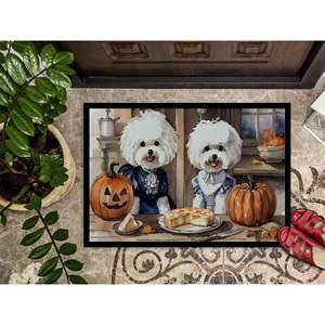 Bichon Frise Fall Kitchen Pumpkins Non-Slip <b>Doormat</b> 24H X 36W Indoor Outdoor Entryway Rug Washable Low Pile Front Door Mat - Product Image 3