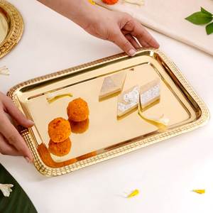 Elegante bandeja de latón hecha a mano, vajilla decorativa para comedor, hotel, restaurante, bodas, fiestas y eventos. - Product Image 4