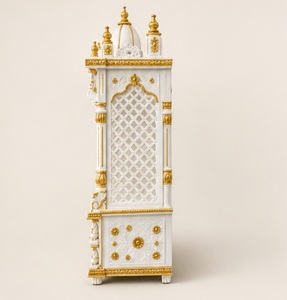 Big Swaminarayan Guruparama <b>Mandir</b> for Home White and Gold Wooden Pooja <b>Mandir</b> for Home Traditional Indian Puja Ghar USA Homes - Product Image 2