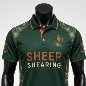 Polo personnalisé pour la tonte des moutons, OEM ODM, impression par sublimation et transfert thermique, design à queue longue, fabricant - Product Image 2