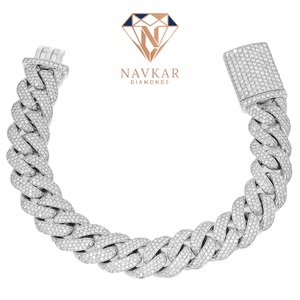 925 Sterling <b>Silver</b> Cuban Link Bracelet Hip Hop VVS Moissanite Diamond Iced Cuban Link Chain Bracelet <b>for</b> <b>Mens</b> - Product Image 5