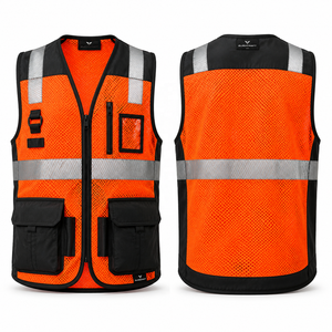 Veste de sécurité haute visibilité classe 2 avec LED clignotantes, bandes réfléchissantes imperméables, orange, personnalisable avec votre marque - Product Image 6