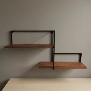 Modern Wall Mounted Metal Wood Floating <b>Shelf</b> Decorative Display Storage Rack Contemporary Organizer for Living Room <b>Bedroom</b> - Product Image 5