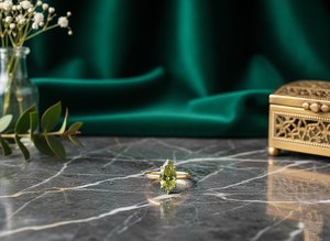 Bague Marquise Peridot en Vermeil Argent Sterling 925 Plaqué Or 14K, Pierre Précieuse Verte, Bijou Élégant Pierre de Naissance d'Août - Product Image 4
