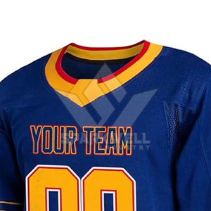 Custom Ice Hockey Jersey Blue Red Yellow Sublimated Print V-Neck Full Sleeve Unisex Adult Breathable Polyester <b>Sport</b> <b>Apparel</b> - Product Image 5