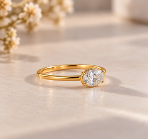 Bague de fiançailles en diamant taille ovale plaqué or, sertie à griffes, alliance classique pour femmes et hommes - Product Image 6