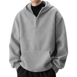 Sweat à capuche zippé quart de tour en molleton de coton blanc haut de gamme pour homme, veste d'hiver oversize respirante, sweats à capuche pour homme - Product Image 5