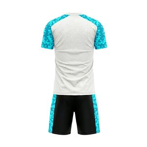 Ensemble de tenue de football cyan à motif abstrait, maillot de foot sublimé respirant à séchage rapide pour l'été, short assorti, professionnel - Product Image 2