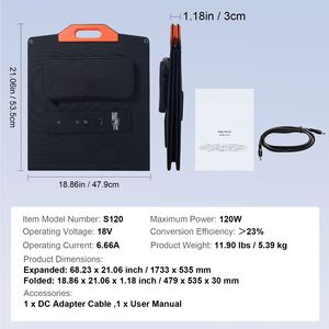 Panneau solaire monocristallin pliable ETFE portable 120W avec chargeur Type C, efficacité 23% - Product Image 5