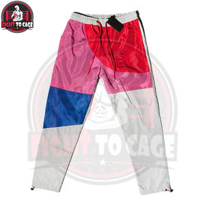 Veste zippée intégrale et pantalon de survêtement assorti, légers, qualité supérieure, confortables, multicolores, avec empiècements rouge, rose et bleu, en tissu Memory Suits - Product Image 3