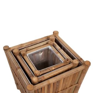 Ensemble de 3 jardinières surélevées en bambou naturel pour pots de fleurs et jardinières - Product Image 4
