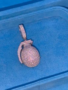 925 Sterling <b>Silver</b> Moissanite Grenade Pendant Iced Out Round Brilliant Claw Set Hip Hop Jewelry - Product Image 1
