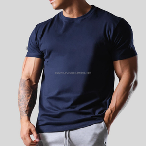 200 GSM algodón deportes gimnasio camiseta para hombres de gran tamaño cuello redondo diseño entrenamiento atlético camisetas patrón sólido - Product Image 4