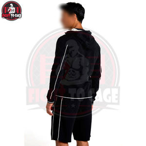 Service OEM ODM, tenue chic d'automne pour tous les jours, sweat-shirt à capuche zippé pour homme en coton de haute qualité, couleur noir clair, manches longues, vêtements décontractés - Product Image 3