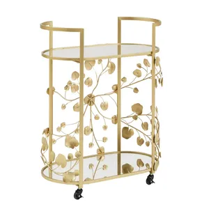 Chariot de service hôtelier en métal fait main de qualité supérieure avec roues de qualité commerciale, cadre en acier durable, grande capacité de rangement et design élégant - Product Image 3