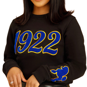 Sigma Gamma Rho 1922 Black Poodle Sleeve Chenille Sweatshirt Women Cotton Blend Long Sleeve Casual Stylish Fit - Product Image 2