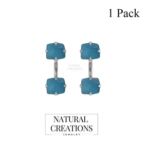 Premium 925 Sterling <b>Silver</b> Trendy Neon Apatite Rough Shape Butterfly Lock Stud <b>Earring</b> Prong Setting for Party - Product Image 1