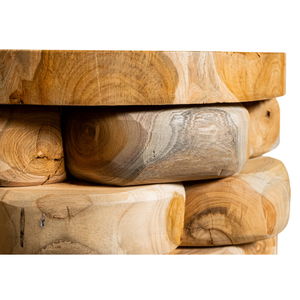 Tabouret empilable ARTERRA Premium en teck, finition galet, rustique, artisanal, texture naturelle, robuste, écologique, pour villa - Product Image 2