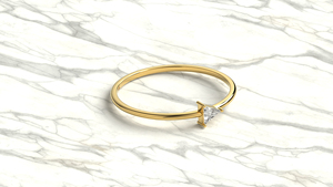 18K Gold Plated Trillion Diamond Engagement Gift <b>Ring</b> Minimalist Triangle Cut Solitaire Dainty Stackable Wedding Band Fine Women - Product Image 3