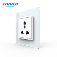 Livolo EU-Typ Kristallglas-Panel 16A Multifunktions-Steckdose Universelle Wandsteckdose