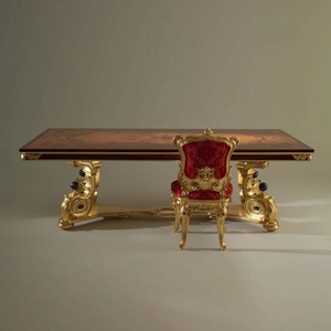 Juego de Mesa de Comedor de Lujo de Caoba Maciza Estilo Mid-Century para Hotel, 9 Piezas, 8 Asientos, Tallado a Mano, Ecológico, para Apartamento o Entrada de Parque - Product Image 2