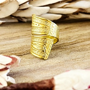 Nouvelle Arrivée Bagues Bohèmes Tribales Vintage en Laiton pour Femme, Plaqué Or 18 carats, Bagues Manchette Géométriques Gravées, Œil Bohème Argenté - Product Image 6
