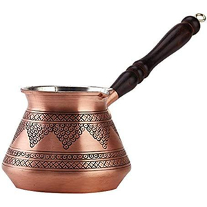 Cafetera Turca de Cobre Grabada a Mano, Tradicional Cezve Ibrik Martillada con Mango de Madera, Decoración Elegante para Mesa y Cocina - Product Image 2